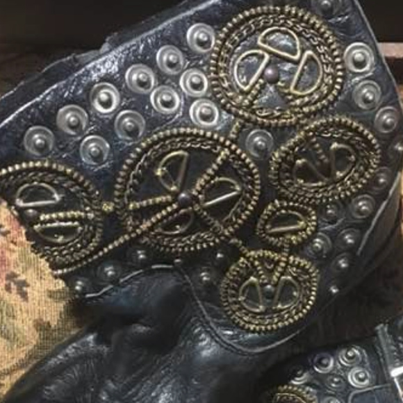 LAST CALL!!  Soft Black Leather "Steampunk" Boots, 5.5 - Picture 3 of 3